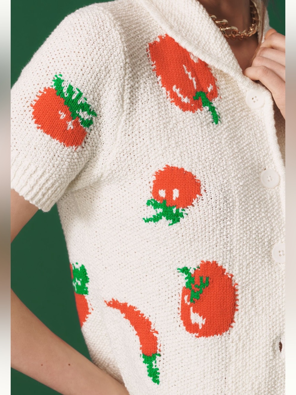 🍅Anthropologie Short-Sleeve Collared Cardigan Sweater Maeve Medium - Picture 4 of 14
